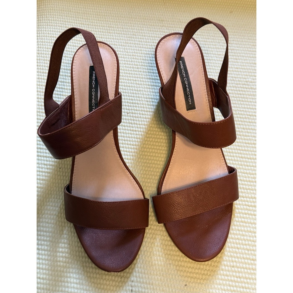 French Connection Brown Vegan Leather 4 Inch Heels 130952 Size 11 Spring‎ Summer